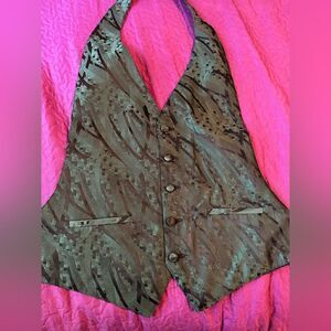Bracci army green  tux vest- L-XL -adjustable at waist and neck